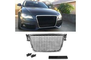 Μάσκα Για Audi A4 B8 08-11 RS4 Look Κυψελωτή Χρώμιο/Μαύρο 1 Τεμάχιο