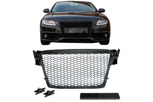 Μάσκα Για Audi A4 B8 08-11 RS4 Look Κυψελωτή Μαύρο Ματ 1 Τεμάχιο