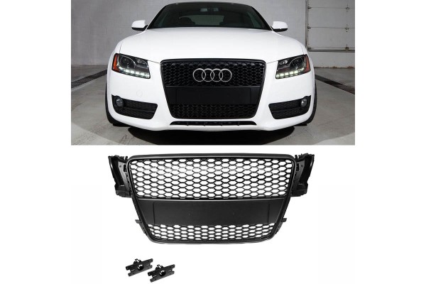 Μάσκα Για Audi A5 8T 07-11 RS5 Look Κυψελωτή Μαύρο Ματ 1 Τεμάχιο