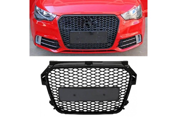 Μάσκα Για Audi A1 8X 10-14 RS1 Look Κυψελωτή Γυαλιστερό Μαύρο 1 Τεμάχιο