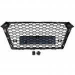 Μάσκα Για Audi A4 B9 16-19 RS4 Look Κυψελωτή Γυαλιστερό Μαύρο 1 Τεμάχιο