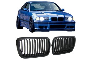 Καρδιές Μάσκας Για Bmw 3 E36 96-99 Μαύρο Ματ Με 11 Γραμμές 2 Τεμάχια