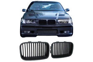 Καρδιές Μάσκας Για Bmw 3 E36 90-96 Μαύρο Ματ Με 12 Γραμμές 2 Τεμάχια