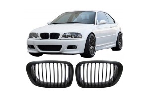 Καρδιές Μάσκας Για Bmw 3 E46 99-03 Coupe/Cabrio Μαύρο Ματ Με 10 Γραμμές 2 Τεμάχια