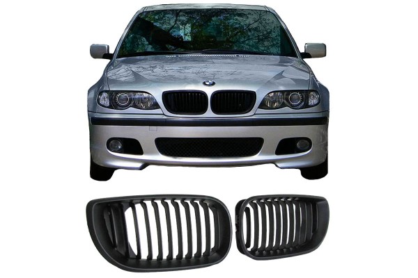 Καρδιές Μάσκας Για Bmw 3 E46 02-05 Sedan/Touring Μαύρο Ματ 2 Τεμάχια