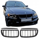 Καρδιές Μάσκας Για Bmw 3 E90 /E91 05-08 M4 Look Με Διπλή Γρίλια Μαύρο Γυαλιστερό 4 Τεμάχια