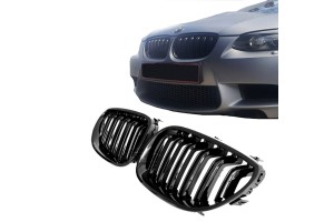 Καρδιές Μάσκας Για Bmw 3 E92 /E93 06-11 M4 Look Με Διπλή Γρίλια Μαύρο Γυαλιστερό 2 Τεμάχια
