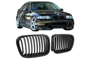 Καρδιές Μάσκας Για Bmw 3 E46 99-01 Sedan/Touring/Compact Μαύρο Ματ Με 10 Γραμμές 2 Τεμάχια
