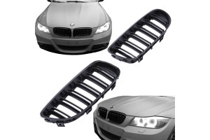 Καρδιές Μάσκας Για Bmw 3 E90 /E91 08-11 M4 Look Με Διπλή Γρίλια Μαύρο Ματ 2 Τεμάχια