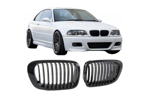 Καρδιές Μάσκας Για Bmw 3 E46 99-03 Coupe/Cabrio Μαύρο Γυαλιστερό 2 Τεμάχια