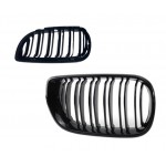 Καρδιές Μάσκας Για Bmw 3 E46 02-05 Sedan/Touring M4 Look Με Διπλή Γρίλια Tri-Color Μαύρο Γυαλιστερό 2 Τεμάχια