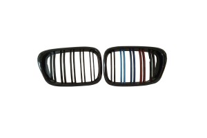 Καρδιές Μάσκας Για Bmw 5 E39 96-03 M4 Look Με Διπλή Γρίλια Tri-color / Μαύρο Γυαλιστερό 2 Τεμάχια