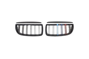Καρδιές Μάσκας Γιαbmw 3 E90 /E91 05-08 M4 Look Με Διπλή Γρίλια Tri-color / Μαύρο Γυαλιστερό 4 Τεμάχια