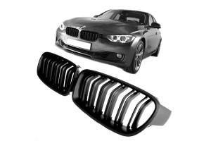 Καρδιές Μάσκας Για Bmw 3 F30 / F31 11-18 M4 Look Με Διπλή Γρίλια Μαύρο Ματ 2 Τεμάχια