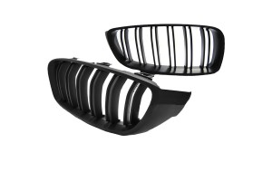 Καρδιές Μάσκας Για Bmw 4 F32 / F33 / F36 13-16 M4 Look Με Διπλή Γρίλια Μαύρο Ματ 2 Τεμάχια