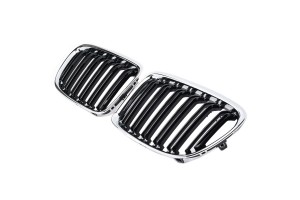 Καρδιές Μάσκας Για Bmw X1 E84 09-14 M4 Look Με Διπλή Γρίλια Χρώμιο/Μαύρο 2 Τεμάχια