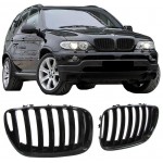 Καρδιές Μάσκας Για Bmw X5 E53 04-07 Μαύρο Γυαλιστερό 2 Τεμάχια