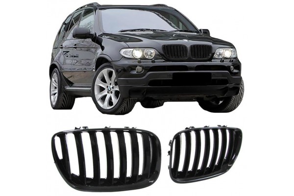 Καρδιές Μάσκας Για Bmw X5 E53 04-07 Μαύρο Γυαλιστερό 2 Τεμάχια