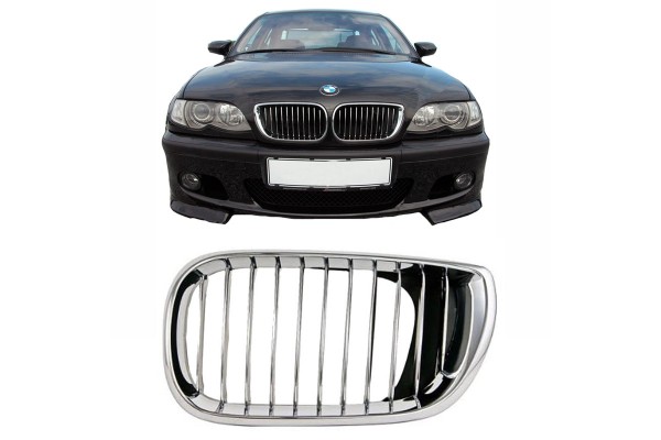 Καρδιά Μάσκας Αριστερή Για Bmw 3 E46 02-05 Sedan/Touring Χρώμιο 1 Τεμάχιο