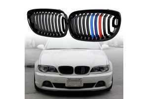 Καρδιές Μάσκας Για Bmw 3 E46 03-06 Coupe/Cabrio Tri-color / Μαύρο Γυαλιστερό 2 Τεμάχια
