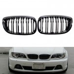 Καρδιές Μάσκας Για Bmw 3 E46 03-06 Coupe/Cabrio M4 Look Με Διπλή Γρίλια 4D Μαύρο Γυαλιστερό 2 Τεμάχια