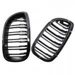 Καρδιές Μάσκας Για Bmw 3 E46 03-06 Coupe/Cabrio M4 Look Με Διπλή Γρίλια 4D Μαύρο Γυαλιστερό 2 Τεμάχια