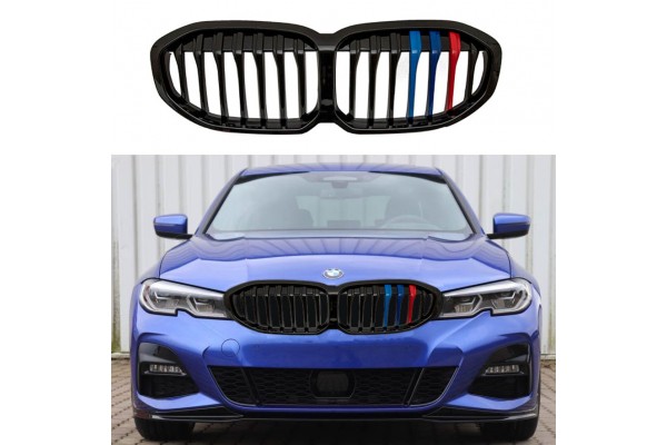 Καρδιές Μάσκας Για Bmw 1 F40 19+ M Look Tri-Color Μαύρο Γυαλιστερό 1 Τεμάχιο