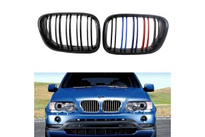 Καρδιές Μάσκας Για Bmw X5 E53 99-03 M4 Look Με Διπλή Γρίλια Μαύρο Γυαλιστερό 2 Τεμάχια