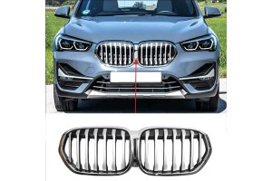 Καρδιές Μάσκας Για Bmw X1 F48 19+ X-Line Μαύρο/Χρώμιο 2 Τεμάχια