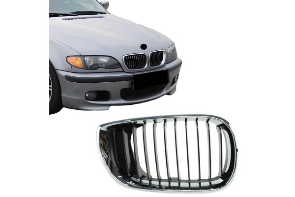 Καρδιά Μάσκας Δεξιά Για Bmw 3 E46 02-05 Sedan/Touring Χρώμιο/Μαύρη 1 Τεμάχιο