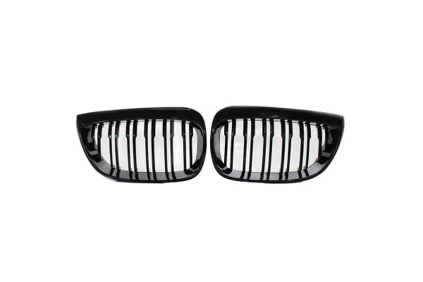 Καρδιές Μάσκας Για Bmw 1 E87 04-07 M4 Look Με 12 Διπλές Γρίλιες Μαύρο Γυαλιστερό 2 Τεμάχια