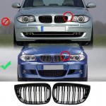Καρδιές Μάσκας Για Bmw 1 E87 04-07 M4 Look Με 12 Διπλές Γρίλιες Μαύρο Γυαλιστερό 2 Τεμάχια
