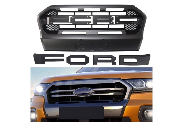 Μάσκα Για Ford Ranger T8 2019+ Wild Trak Με Led Μαύρο Ματ