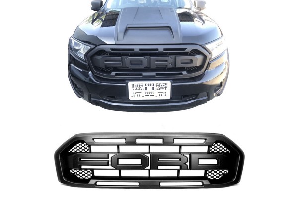 Μάσκα Για Ford Ranger T8 2019+ Με Led Μαύρο Ματ