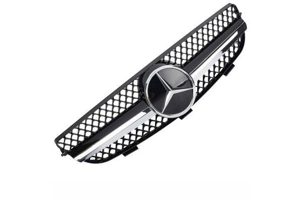 Μάσκα Για Mercedes-Benz CLK-Class W209 03-09 Amg Look Με Μονή Γρίλια Μαύρο/Χρώμιο 1 Τεμάχιο