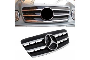 Μάσκα Για Mercedes-Benz CLK-Class W208 96-02 Amg Look Με 3 Γρίλιες Μαύρο/Χρώμιο 1 Τεμάχιο