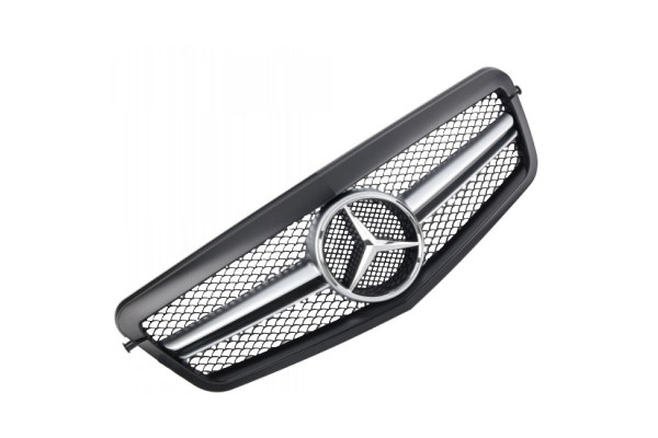 Μάσκα Για Mercedes-Benz E-Class W212 09-13 Amg Look Με Μονή Γρίλια Μαύρο Ματ / Χρώμιο 1 Τεμάχιο