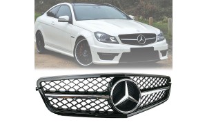 Μάσκα Για Mercedes-Benz C-Class W204 07-14 Amg C63 Look Με Μονή Γρίλια Μαύρο/Χρώμιο 1 Τεμάχιο