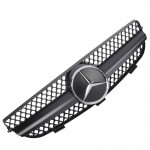 Μάσκα Για Mercedes-Benz CLK-Class W209 03-09 Amg Look Με Μονή Γρίλια Μαύρο Ματ 1 Τεμάχιο