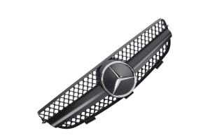 Μάσκα Για Mercedes-Benz CLK-Class W209 03-09 Amg Look Με Μονή Γρίλια Μαύρο Ματ 1 Τεμάχιο