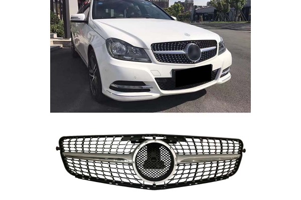 Μάσκα Για Mercedes-Benz C-Class W204 07-14 Diamond Look Μαύρο/Ασημί 1 Τεμάχιο