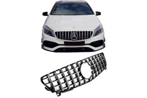 Μάσκα Για Mercedes-Benz A-Class W176 15-18 Gt Amg Panamericana Look Μαύρο/Χρώμιο 1 Τεμάχιο