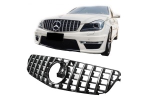 Μάσκα Για Mercedes-Benz C-Class W204 07-14 Gt Amg Panamericana Look Μαύρο/Χρώμιο 1 Τεμάχιο