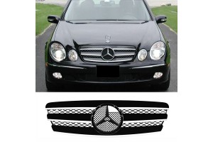 Μάσκα Για Mercedes-Benz E-Class W211 02-06 Amg Look Με 3 Γρίλιες Μαύρο/Χρώμιο 1 Τεμάχιο