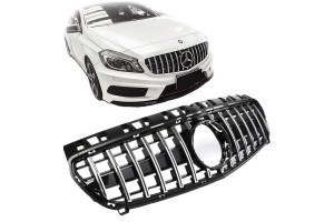 Μάσκα Για Mercedes-Benz A-Class W176 12-15 Gt Amg Panamericana Look Μαύρο/Χρώμιο 1 Τεμάχιο