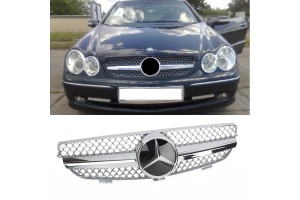 Μάσκα Για Mercedes-Benz CLK-Class W209 03-09 Amg Look Με Μονή Γρίλια Χρώμιο 1 Τεμάχιο