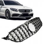 Μάσκα Για Mercedes-Benz C-Class W205 14+ Gt Amg Panamericana Look Μαύρο/Χρώμιο 1 Τεμάχιο