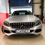 Μάσκα Για Mercedes-Benz C-Class W205 14+ Gt Amg Panamericana Look Μαύρο/Χρώμιο 1 Τεμάχιο