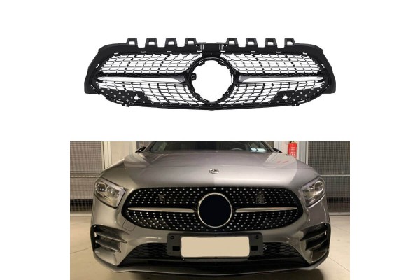 Μάσκα Για Mercedes-Benz A-Class W177 18+ Diamond Amg Look Μαύρο/Χρώμιο 1 Τεμάχιο