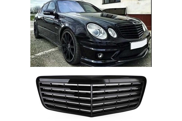 Μάσκα Για Mercedes-Benz E-Class W211 06-09 Amg / Avantgarde Μαύρο Γυαλιστερό 1 Τεμάχιο